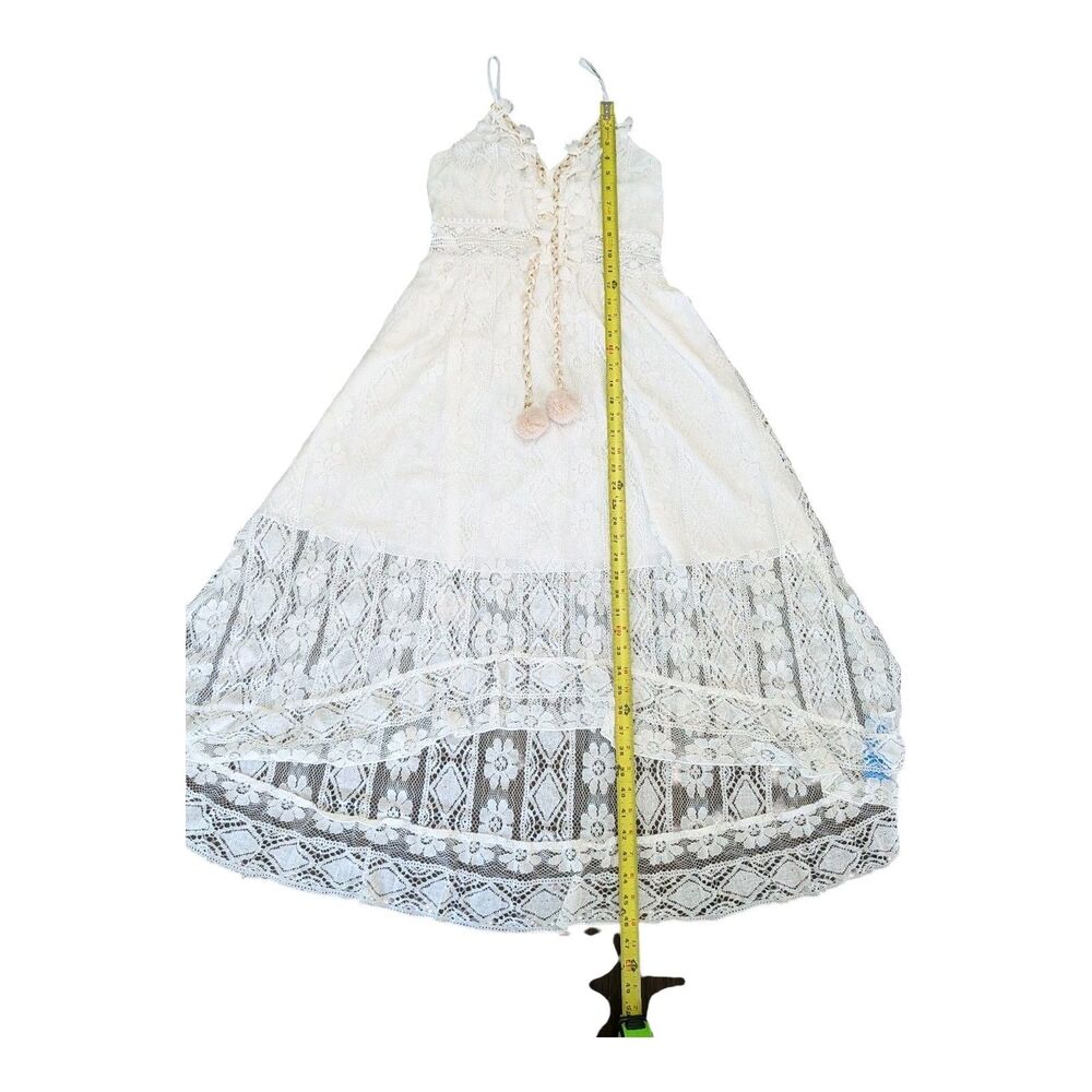 Cupshe Ariya White Lace Crochet Sun Dress V-Neck Sleeveless Bohemian Beach Small - Picture 12 of 12
